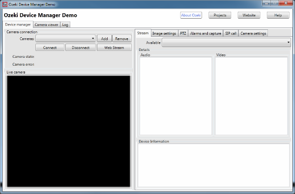 gui of the onvif ip camera manager