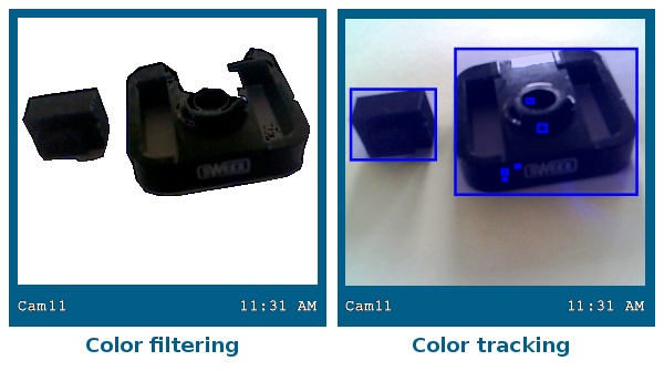 black color is filtered and tracked real time